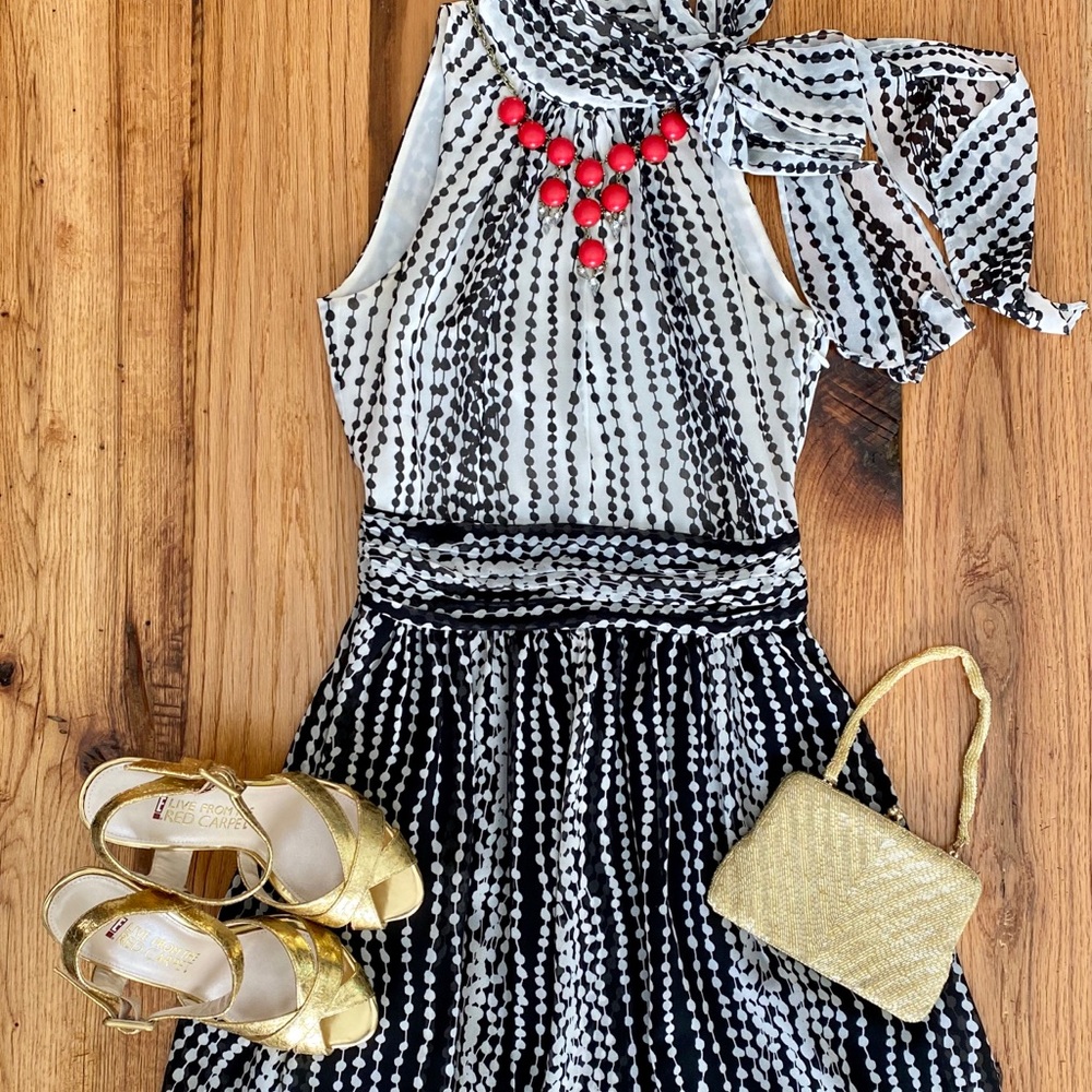 Armani Exchange Black and White Polka Dot Dress